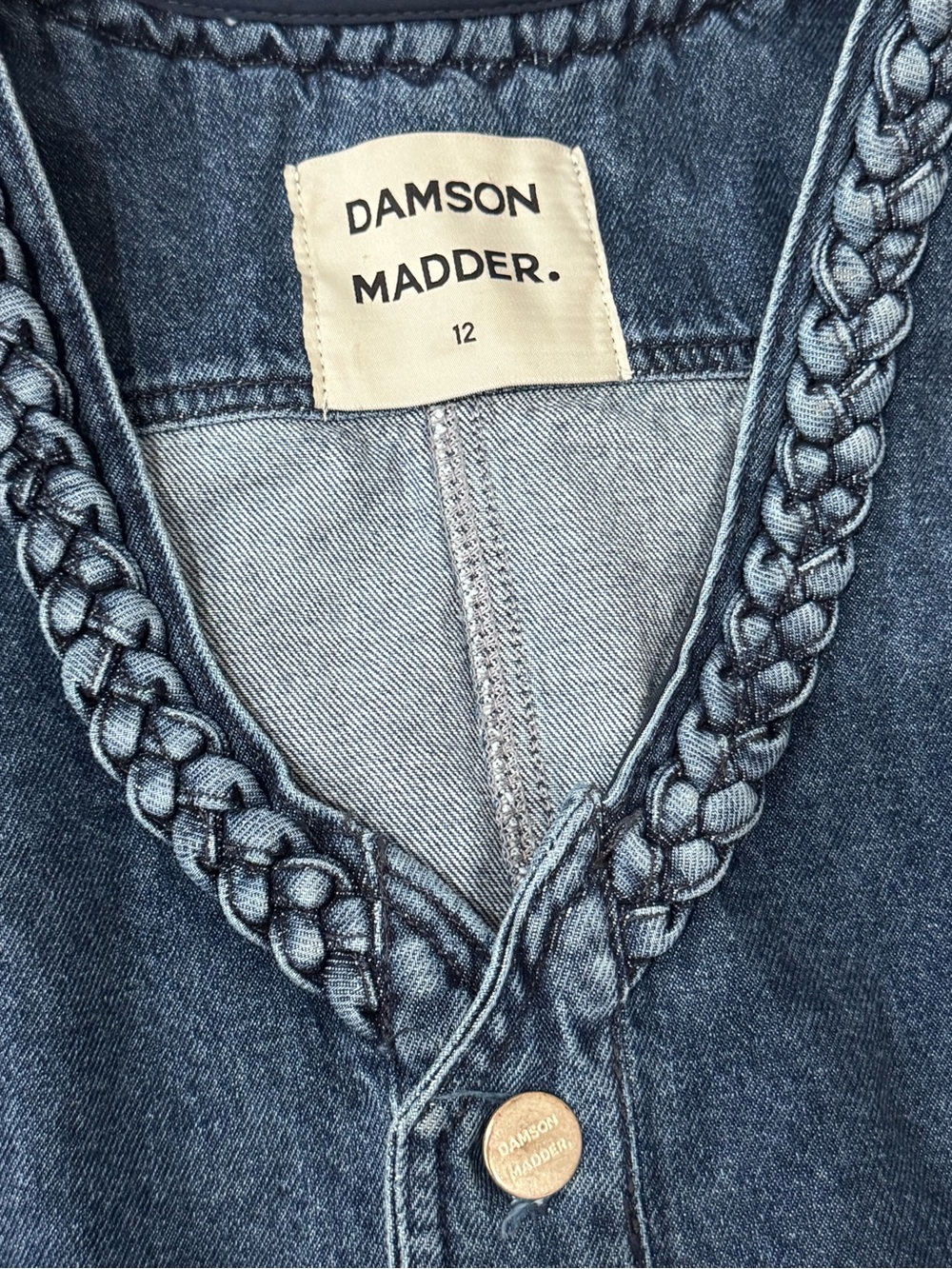 Damson Madder Braided Denim Vest — Size 12 - Picture 4 of 4